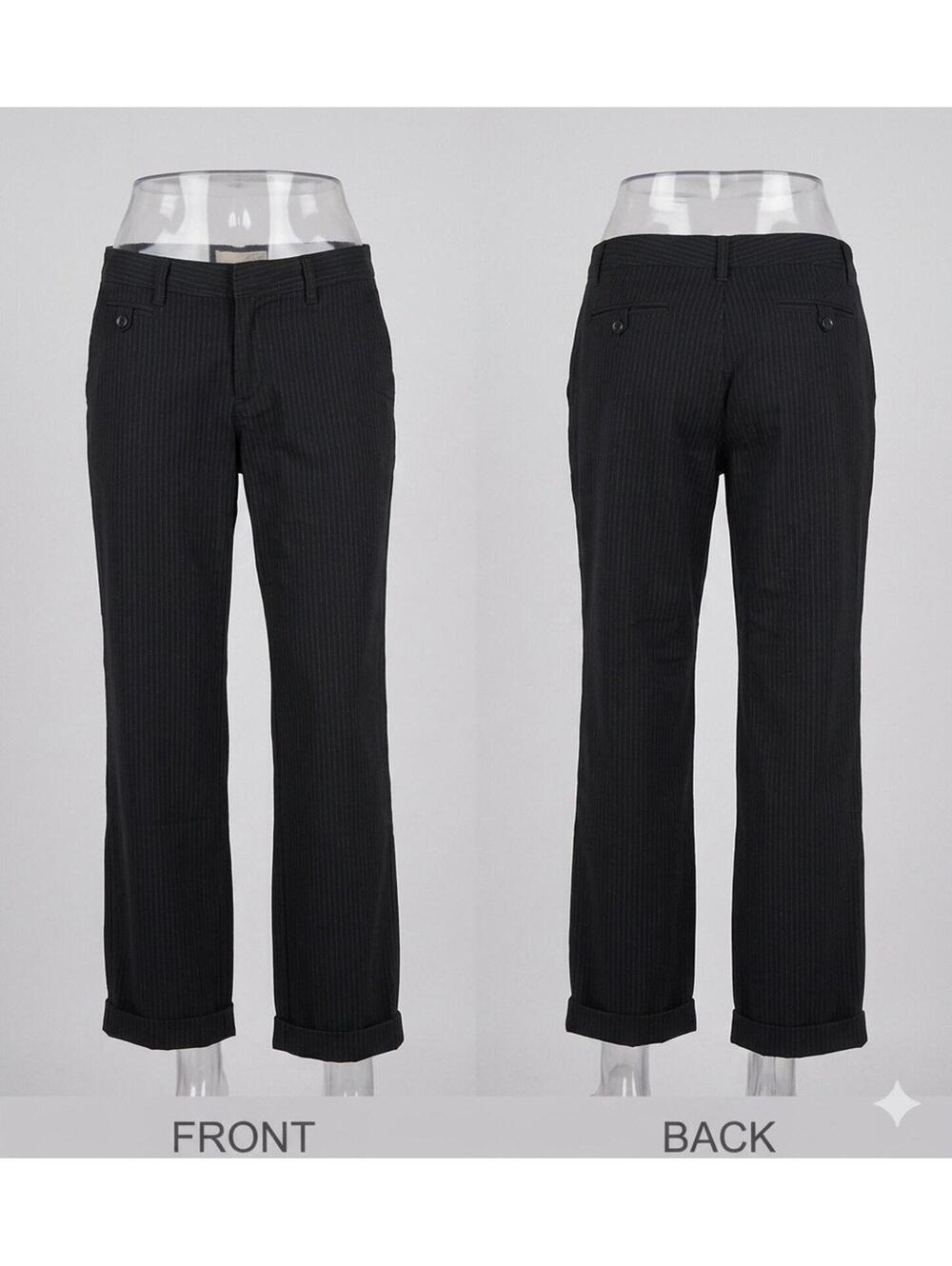🖤Old‎ Navy Pants Black Striped Straight Leg Cotton Work/Dressy Size 18 10-18🖤